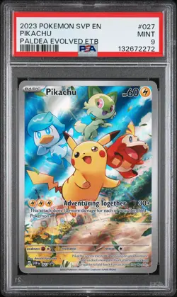 2023 POKEMON SVP PALDEA EVOLVED ELITE TRAINER BOX PROMO #027 PIKACHU PSA 9 - Image 1