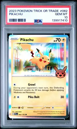 2023 POKEMON TRICK OR TRADE #062 PIKACHU PSA 10 - Image 1