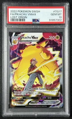 FA PIKACHU VMAX PSA 10 2022 POKEMON SWORD & SHIELD LOST ORIGIN #TG17/TG30 7302 - Image 1