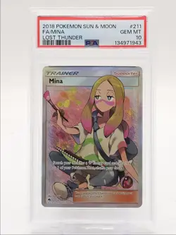 MINA 2018 POKEMON SUN & MOON LOST THUNDER RARE ULTRA FA 211/214 PSA 10 Q3626 - Image 1