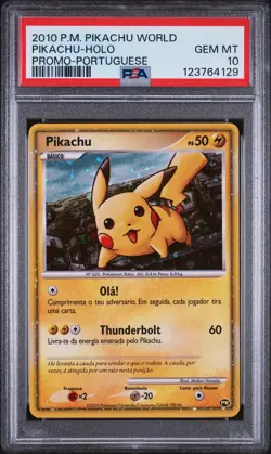 2010 POKEMON WORLD COLL PORTUGUESE-DO NOT USE PIKACHU-HOLO PSA 10 - Image 1
