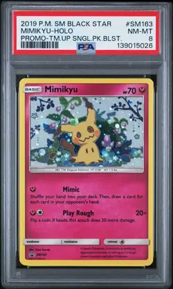 2019 POKEMON SM BLACK STAR PROMO TEAM UP SINGLE PACK BLISTERS MIMIKYU-HOLO PSA 8 - Image 1