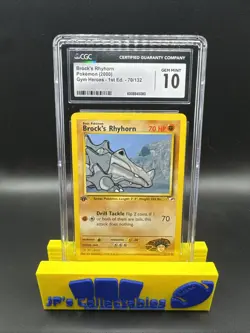 2000 Pokemon Gym Heroes 1st Edition Brock’s Rhyhorn #70 CGC 10 Gem Mint - Image 1