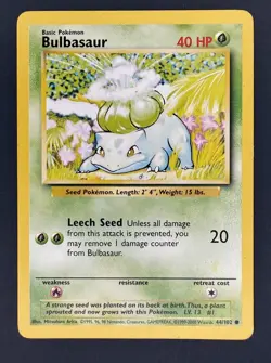 BULBASAUR - Base Set - 44/102 - Common - Pokemon Card - Unlimited Edition - Image 1