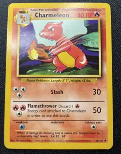 Pokemon Charmeleon 24/102 Base Set Uncommon Unlimited LP / MP (#5) - Image 1