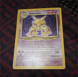 Pokemon Alakazam 001/102 Base Set Holo Rare Vintage Card Ken Sugimori 80 HP - Image 1