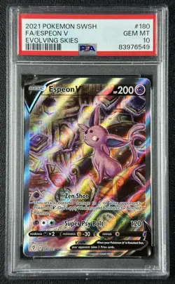 FA ESPEON V PSA 10 2021 POKEMON SWORD & SHIELD EVOLVING SKIES #180/203 GEM 6549 - Image 1