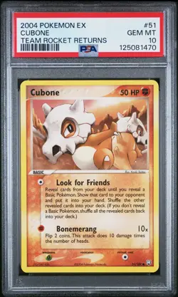 2004 POKEMON EX TEAM ROCKET RETURNS #51 CUBONE PSA 10 - Image 1
