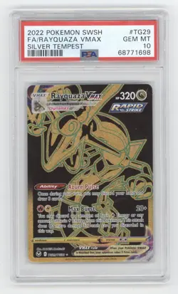 2022 POKEMON SWORD & SHIELD SILVER TEMPEST FULL ART RAYQUAZA VMAX PSA 10 Q1887 - Image 1