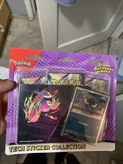 Pokemon Ascended Heroes 3 Pack Tech Sticker Collection Gastly New Sealed - Image 1