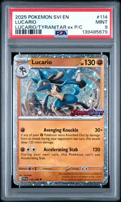 2025 POKEMON SVI PREMIUM COLLECTION #114 LUCARIO PSA 9 - Image 1