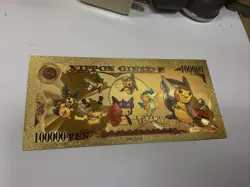 Pokemon Nippon Ginko 24k Gold Foiled Bill Gardevoir Ash Pikachu Collectible - Image 3