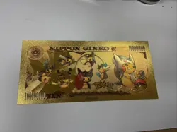 Pokemon Nippon Ginko 24k Gold Foiled Bill Shiny Charizard Pikachu Collectible - Image 3