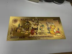 Pokemon Nippon Ginko 24k Gold Foiled Bill Shiny Charizard Pikachu Collectible - Image 4