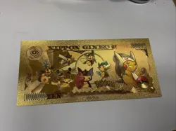 Pokemon Nippon Ginko 24k Gold Foiled Bill Lucario Pikachu Collectible - Image 4