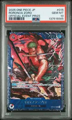 2025 ONE PIECE JPN PROMOS OFFICIAL EVENT PRIZE #015 RORONOA ZORO PSA 10 - Image 1