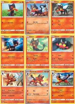 Litten & Torracat x9 Pokemon Cards - Big Lot - Shining Legends - Sun Moon 15/73 - Image 1