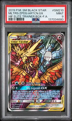 2019 POKEMON SM BLACK STAR PROMO FULL ART/MOLTRES & ZAPDOS & ARTICUNO GX PSA 9 - Image 1