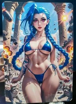 1/1 Only 1 Made Jinx Arcane Legends Cats Bombs Custom Waifu 2026 Card 5x3.5 Size - Image 1
