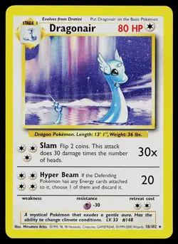 Pokemon Card - Dragonair Base Set 1999-2000 UK 4th Print 18/102 Rare - Image 1