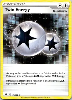 Twin Energy 174/192 Uncommon Rebel Clash Pokemon Card - NM Near Mint - Image 1