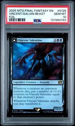 2025 MTG FINAL FANTASY FOIL #0125 GALIAN BEAST/VINCENT VALENTINE PSA 10 - Image 1