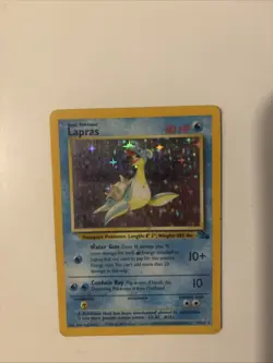 Pokemon Lapras Holo Rare Card 10/62 Fossil Set WOTC Vintage MP/HP Condition - Image 1