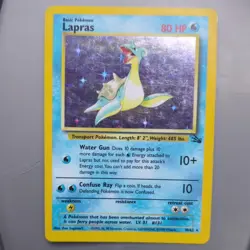 Pokemon Lapras Holo Rare Card 10/62 Fossil Set WOTC Vintage MP/HP Condition - Image 1