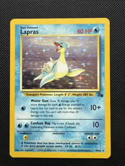 Pokemon Lapras Holo Rare Card 10/62 Fossil Set WOTC Vintage MP/HP Condition - Image 1