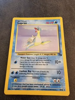 Pokemon Lapras Holo Rare Card 10/62 Fossil Set WOTC Vintage Moderate Play MP - Image 2