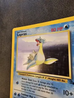 Pokemon Lapras Holo Rare Card 10/62 Fossil Set WOTC Vintage Moderate Play MP - Image 4