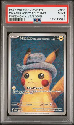 2023 POKEMON SVP POKEMON X VAN GOGH PROMO #085 PIKACHU WITH GREY FELT HAT PSA 9 - Image 1