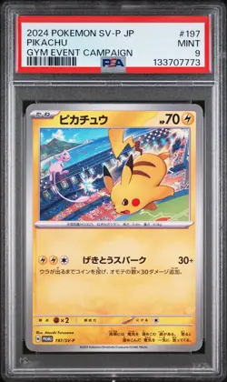2024 POKEMON JAPANESE SV-P PROMO GYM EVENT CAMPAIGN #197 PIKACHU PSA 9 - Image 1