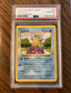 Pokemon Squirtle Base Set Shadowless #63/102 PSA 10 Gem Mint - Image 1