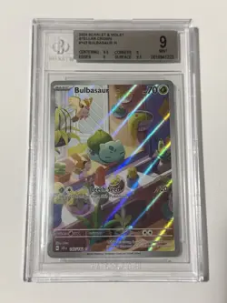 Pokemon TCG Bulbasaur 143/142 Sv07: Stellar Crown Holo IR BGS Mint 9 - Image 1