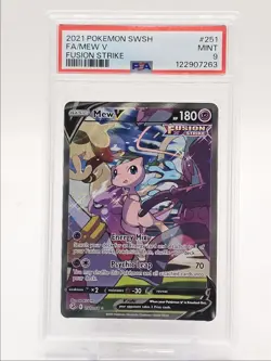 MEW V 2021 POKEMON SWSH FUSION STRIKE ULTRA RARE FA 251/264 PSA 9 Q3626 - Image 1