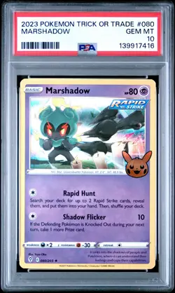 2023 POKEMON TRICK OR TRADE #080 MARSHADOW PSA 10 - Image 1