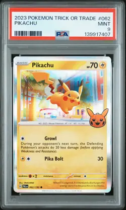 2023 POKEMON TRICK OR TRADE #062 PIKACHU PSA 9 - Image 1