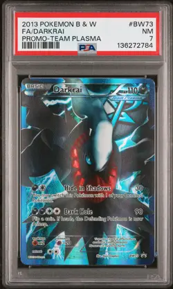 2013 POKEMON B&W PROMO TEAM PLASMA #BW73 FULL ART/DARKRAI PSA 7 - Image 1
