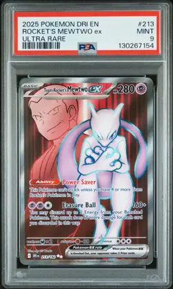 2025 POKEMON DRI EN-DESTINED RIVALS ULTRA RARE TEAM ROCKET'S MEWTWO EX PSA 9 - Image 1