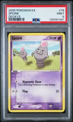 2005 POKEMON EX DEOXYS #76 SPOINK PSA 9 - Image 1
