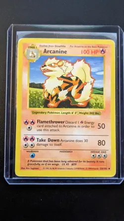 Arcanine 23/102 Base Set Pokemon TCG Regular Shadowless Uncommon - Image 1
