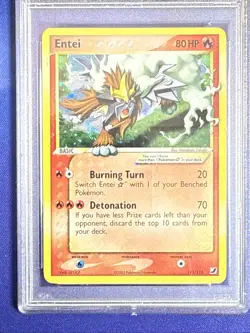 Pokemon Entei Gold Star Holo 2005 EX Unseen Forces #113 PSA 9 Mint - Image 3