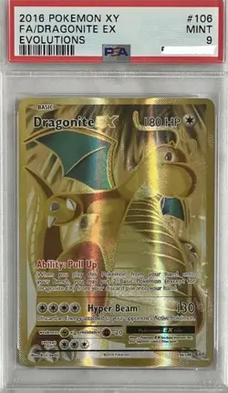 PSA Mint 9 Dragonite EX 106/108 Pokemon 2016 XY Evolutions Full Art - Image 1