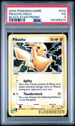 2003 POKEMON BLACK STAR PROMO #012 PIKACHU-HOLO PSA 3 - Image 1