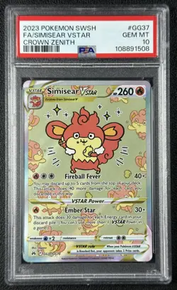 FA SIMISEAR VSTAR PSA 10 2023 POKEMON SWORD & SHIELD CROWN ZENITH #GG37/GG70 508 - Image 1