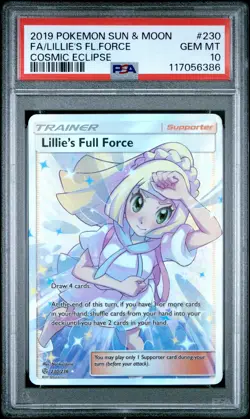 2019 POKEMON SUN & MOON COSMIC ECLIPSE #230 FULL ART/LILLIE'S FULL FORCE PSA 10 - Image 1