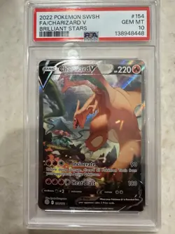Charizard V - 154/172 PSA 10 Brilliant Stars Alternate Art Pokemon - GEM MT - Image 1