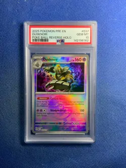 2025 POKEMON PRE EN-PRISMATIC EVOLUTIONS POKE BALL REVERSE HOLO DUSKNOIR PSA 10 - Image 1