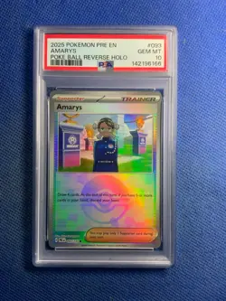 2025 Pokemon Pre En Amarys Pokeball Reverse Holo 093/131 PSA 10 - Image 1